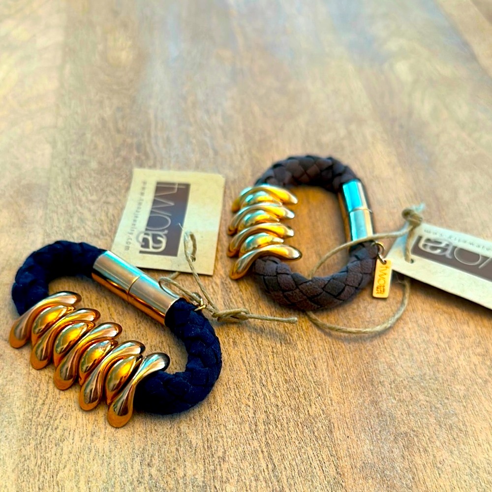 Designer suede and steel bracelet. Brand new.